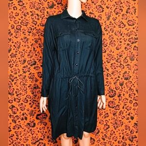 Yoshi Kondo Dark Blue Long Sleeve Wool Dress